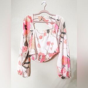 Express Floral Blouse in Pink and Cream